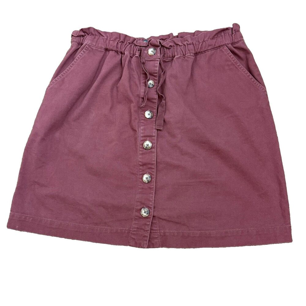 Toad & Co Womens Molera Button Down Burgundry Skirt XL Granola Organic Cotton